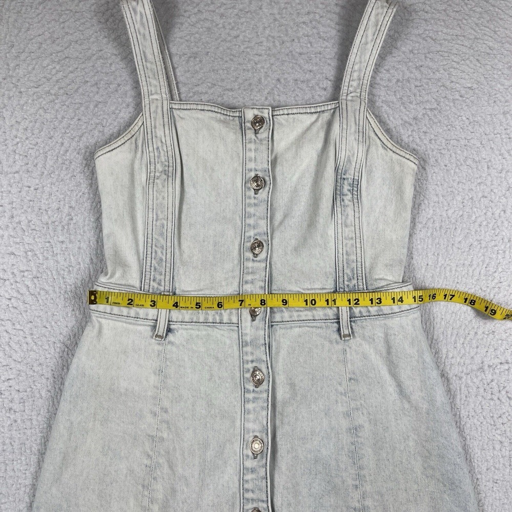 7 For All Mankind Dress Womens Large Denim Mini Frayed Hem‎ Sun Bleached Travel - Picture 8 of 11